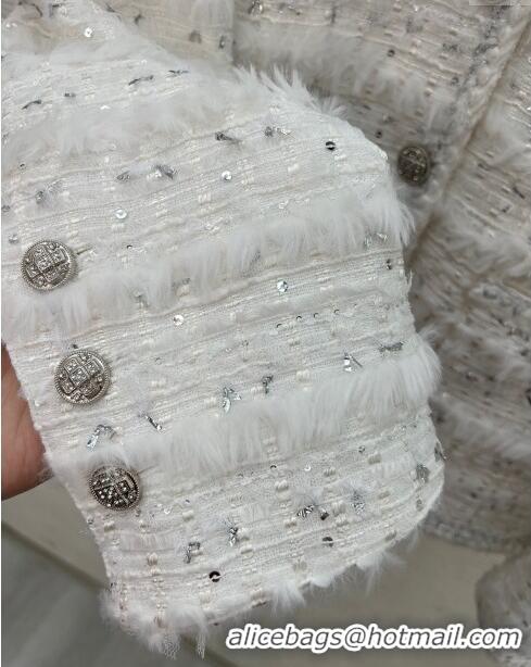 Luxury Cheap Chanel Tweed Jacket CH022312 White 2024