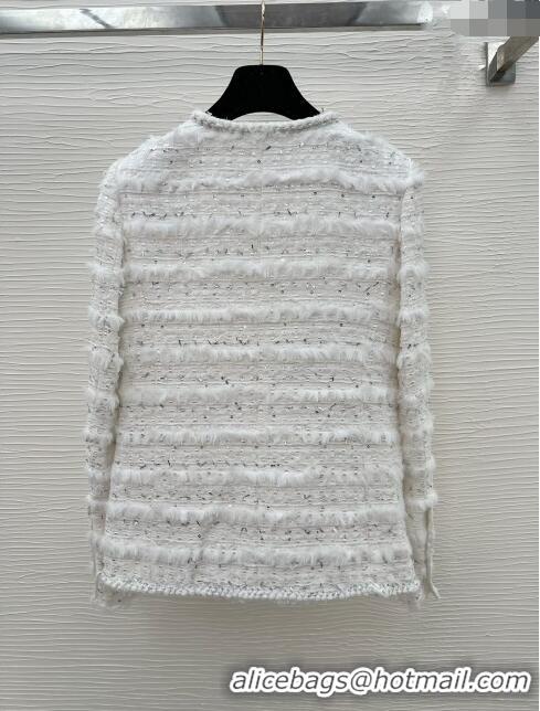 Luxury Cheap Chanel Tweed Jacket CH022312 White 2024