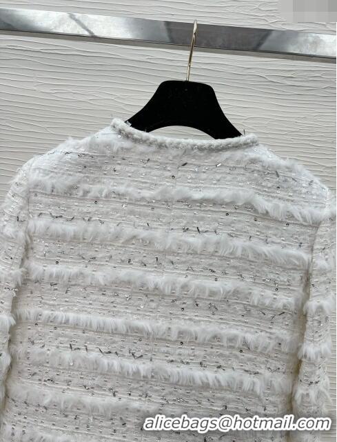 Luxury Cheap Chanel Tweed Jacket CH022312 White 2024