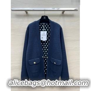 Famous Brand Chanel Wool Cardigan CH022718 Blue 2024