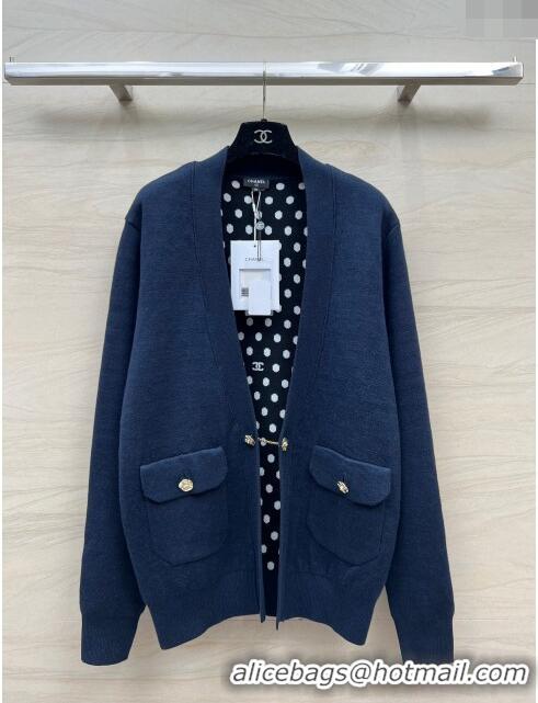 Famous Brand Chanel Wool Cardigan CH022718 Blue 2024