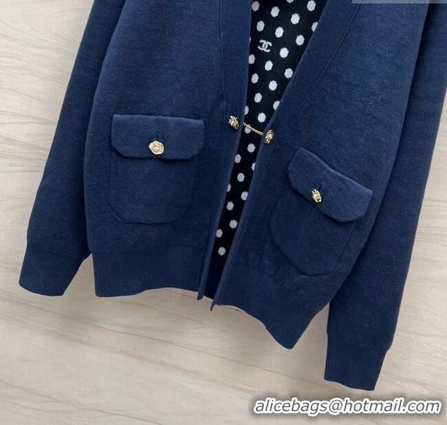 Famous Brand Chanel Wool Cardigan CH022718 Blue 2024