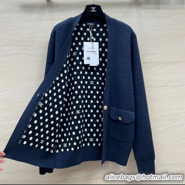 Famous Brand Chanel Wool Cardigan CH022718 Blue 2024