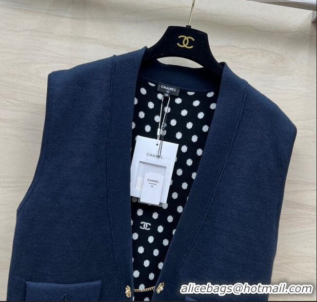 ​Luxury Discount Chanel Wool Vest CH022719 Blue 2024