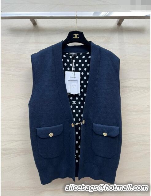 ​Luxury Discount Chanel Wool Vest CH022719 Blue 2024