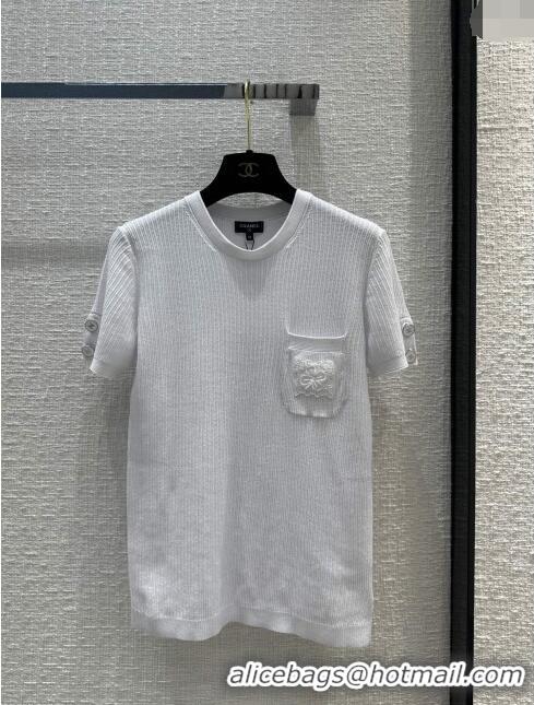 Best Price Chanel Knit T-shirt CH022720 White 2024