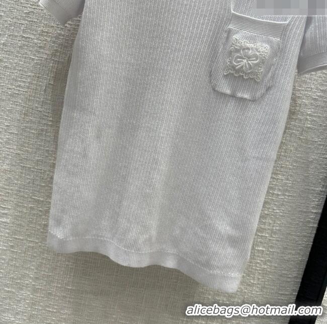 Best Price Chanel Knit T-shirt CH022720 White 2024