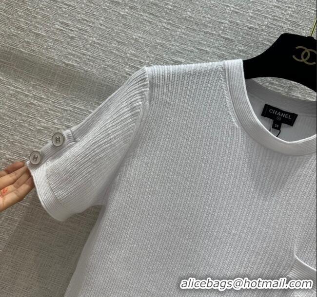 Best Price Chanel Knit T-shirt CH022720 White 2024