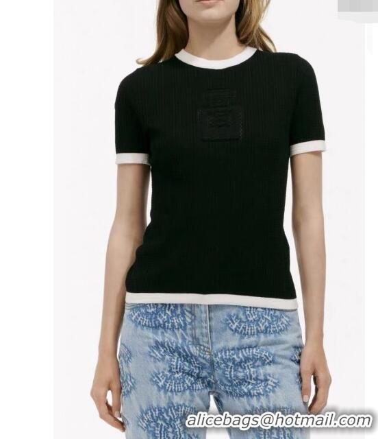 Low Cost Chanel Cashmere Short-sleeved Sweater CH022723 Black 2024