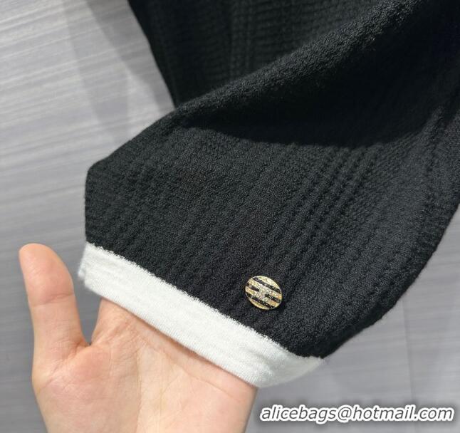 Low Cost Chanel Cashmere Short-sleeved Sweater CH022723 Black 2024