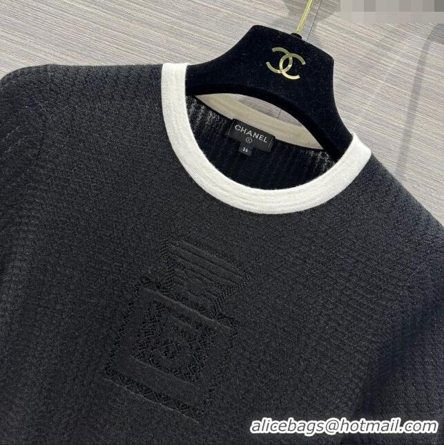 Low Cost Chanel Cashmere Short-sleeved Sweater CH022723 Black 2024