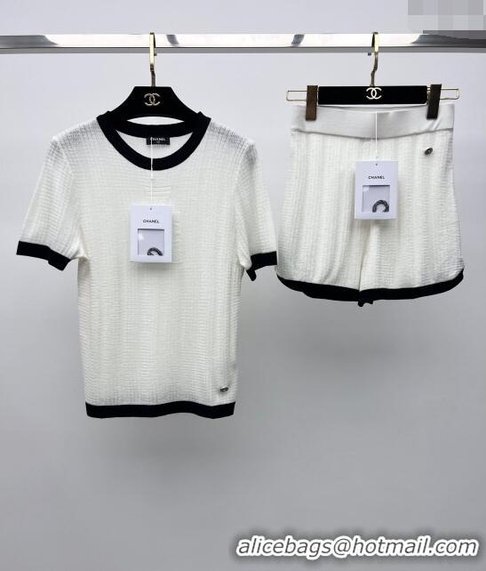 ​Good Product Chanel Knit Short-sleeved Sweater CH022727 White 2024