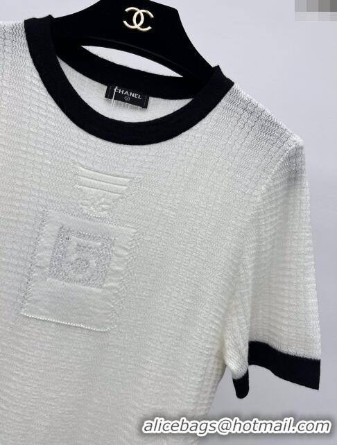 ​Good Product Chanel Knit Short-sleeved Sweater CH022727 White 2024