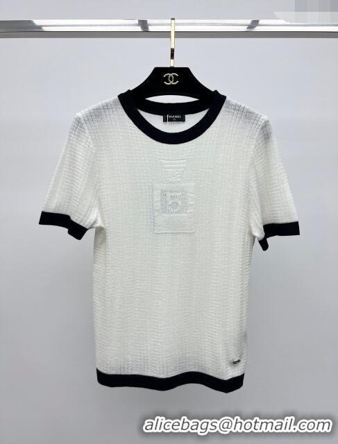 ​Good Product Chanel Knit Short-sleeved Sweater CH022727 White 2024