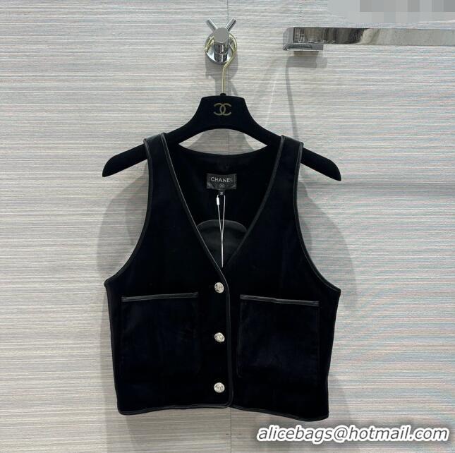 Buy Discount Chanel Velvet Vest and Skirt CH030706 Black 2024