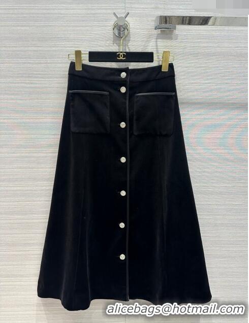 Buy Discount Chanel Velvet Vest and Skirt CH030706 Black 2024