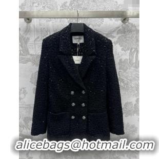 ​Unique Grade Chanel Camellia Jacket CH030729 Black 2024