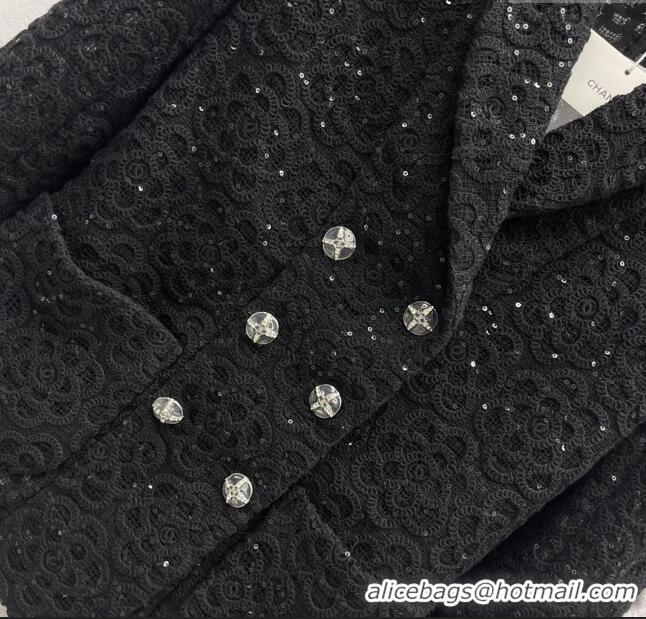 ​Unique Grade Chanel Camellia Jacket CH030729 Black 2024