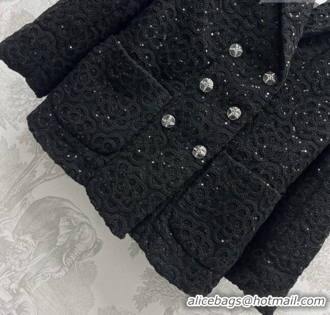 ​Unique Grade Chanel Camellia Jacket CH030729 Black 2024