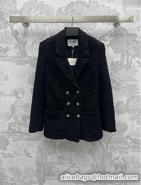 ​Unique Grade Chanel Camellia Jacket CH030729 Black 2024