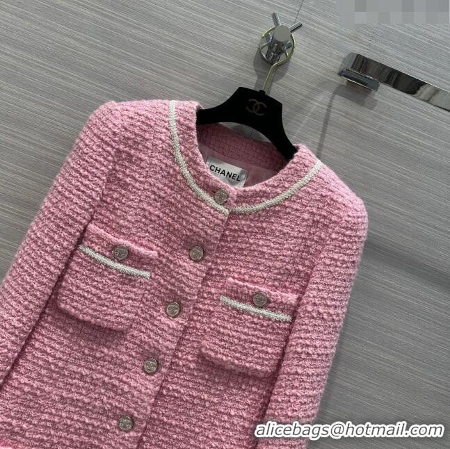 Shop Grade Chanel Tweed Jacket CH031114 Pink 2024