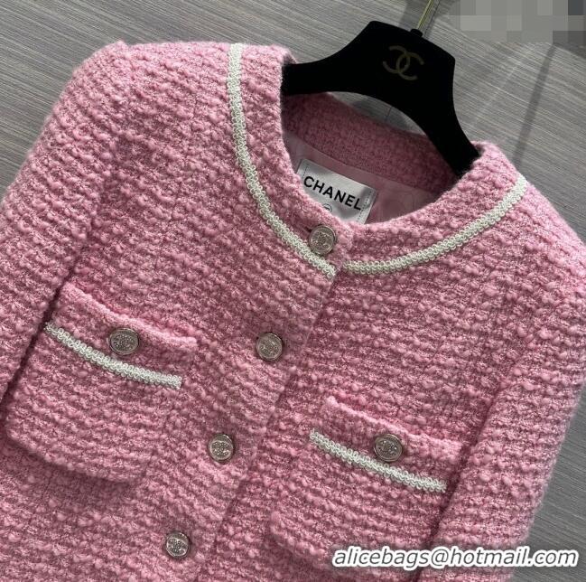 Shop Grade Chanel Tweed Jacket CH031114 Pink 2024