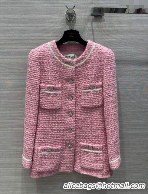 Shop Grade Chanel Tweed Jacket CH031114 Pink 2024