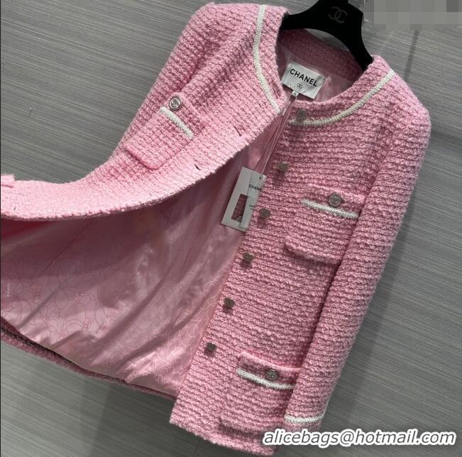 Shop Grade Chanel Tweed Jacket CH031114 Pink 2024