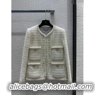 Buy Inexpensive Chanel Tweed Jacket CH031116 White 2024