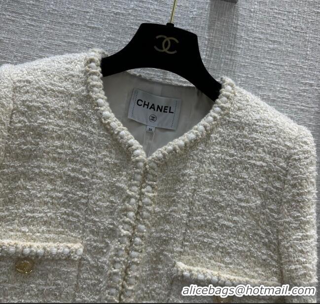 Buy Inexpensive Chanel Tweed Jacket CH031116 White 2024