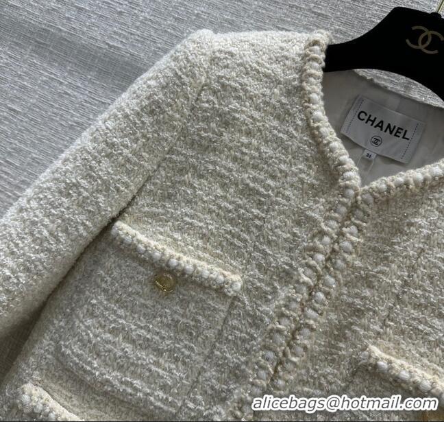 Buy Inexpensive Chanel Tweed Jacket CH031116 White 2024