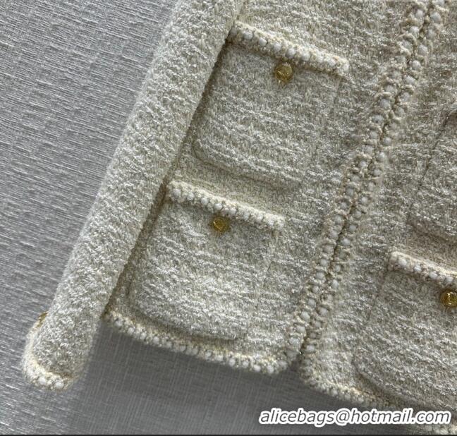 Buy Inexpensive Chanel Tweed Jacket CH031116 White 2024