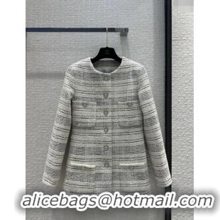 Good Looking Chanel Tweed Jacket CH031117 White/Black 2024