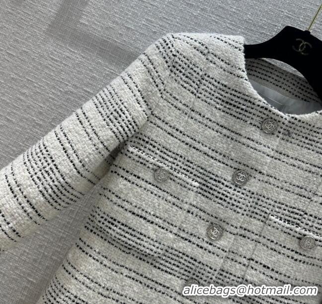 Good Looking Chanel Tweed Jacket CH031117 White/Black 2024