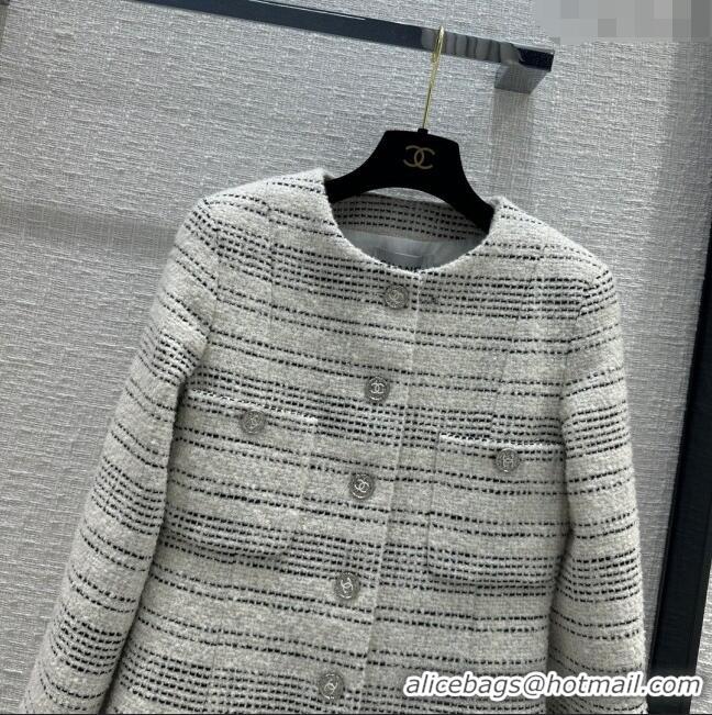 Good Looking Chanel Tweed Jacket CH031117 White/Black 2024