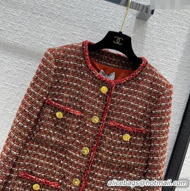 Super Quality Chanel Tweed Jacket CH031118 Red 2024