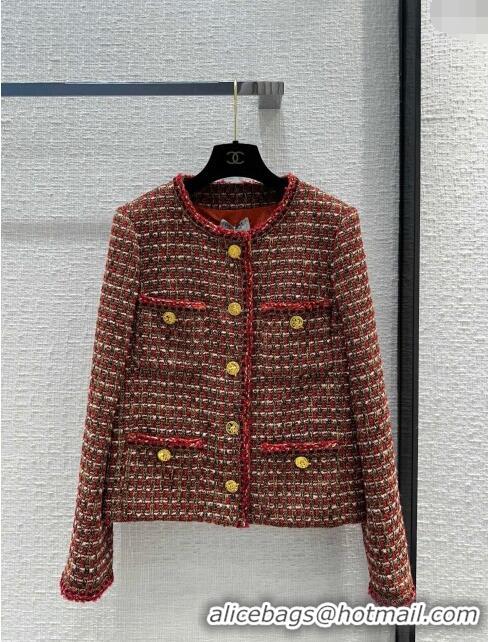 Super Quality Chanel Tweed Jacket CH031118 Red 2024