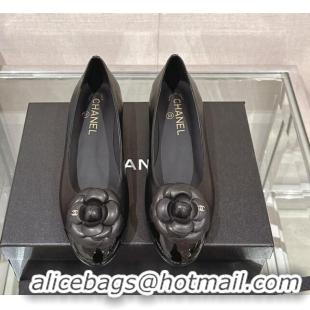 Best Price Chanel Camellia Bloom Lambskin Flat Ballet 1cm Black 0224025