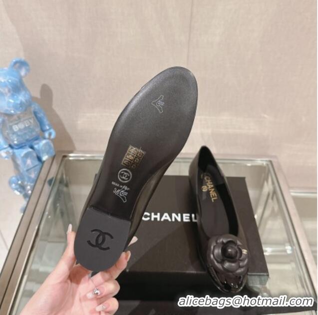 Best Price Chanel Camellia Bloom Lambskin Flat Ballet 1cm Black 0224025