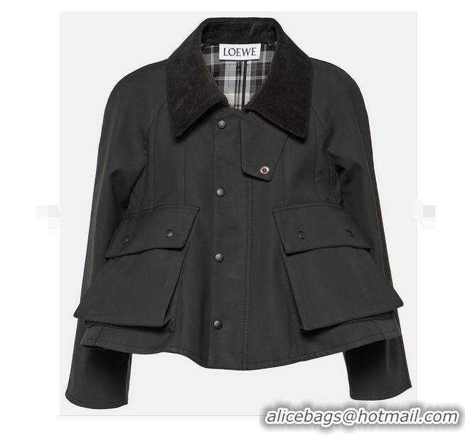 ​Grade Promotional Loewe Trapeze Waxed Cotton Jacket L0799 Black