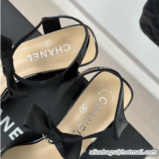 Pretty Style Chanel Calfskin Heel Sandals 3.5cm with Pearl Clover and Bow Light Beige 0224051