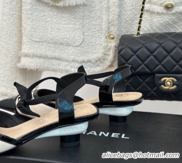 Pretty Style Chanel Calfskin Heel Sandals 3.5cm with Pearl Clover and Bow Light Beige 0224051