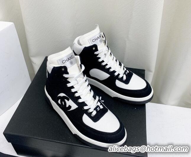 Best Product Chanel Cotton & Suede High-Top Sneakers G45353 Black/White 0224074