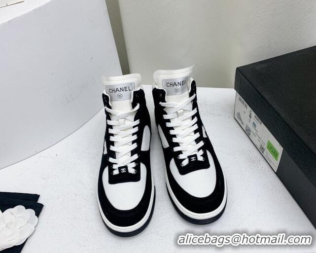 Best Product Chanel Cotton & Suede High-Top Sneakers G45353 Black/White 0224074