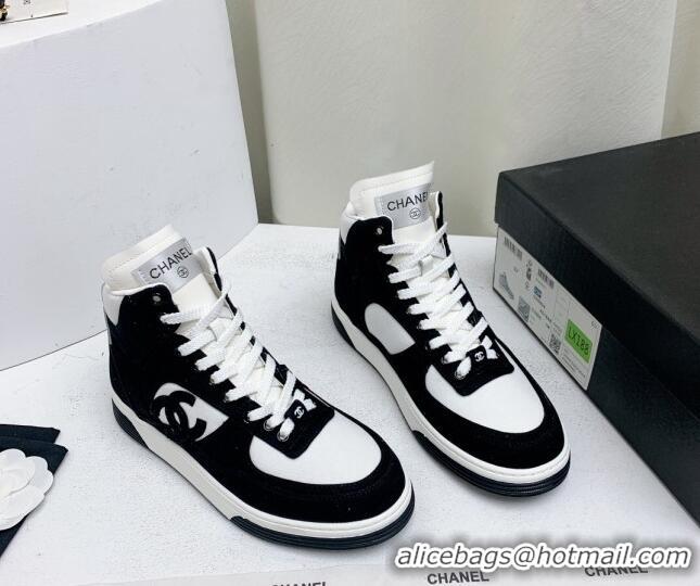 Best Product Chanel Cotton & Suede High-Top Sneakers G45353 Black/White 0224074