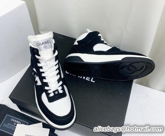 Best Product Chanel Cotton & Suede High-Top Sneakers G45353 Black/White 0224074