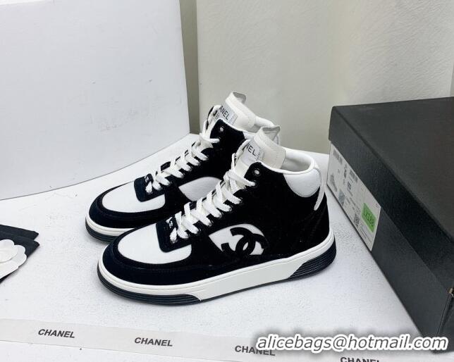 Best Product Chanel Cotton & Suede High-Top Sneakers G45353 Black/White 0224074