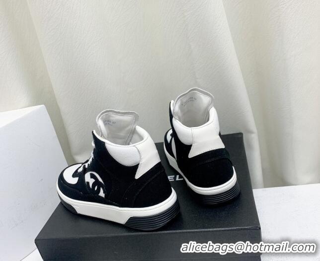 Best Product Chanel Cotton & Suede High-Top Sneakers G45353 Black/White 0224074