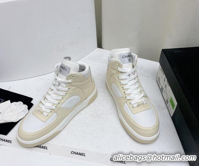 Most Popular Chanel Cotton High-Top Sneakers G45353 light Beige 0224075