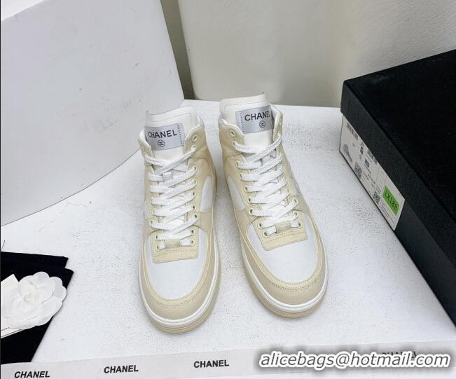 Most Popular Chanel Cotton High-Top Sneakers G45353 light Beige 0224075